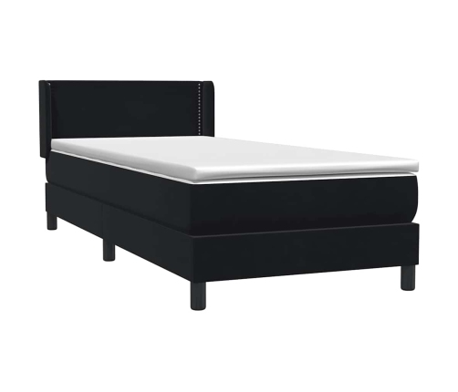 Cama box spring con colchón cuero sintético negro 80x220 cm