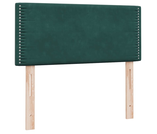 Cama box spring con colchón terciopelo verde oscuro 100x220 cm