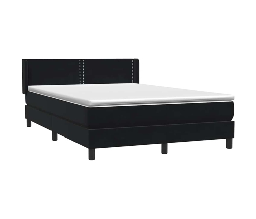 Cama box spring con colchón terciopelo negro 140x220 cm