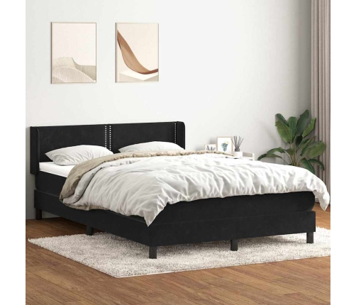 Cama box spring con colchón terciopelo negro 140x220 cm