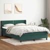 Cama box spring con colchón terciopelo verde oscuro 140x220 cm