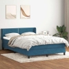 Cama box spring con colchón terciopelo azul oscuro 140x220 cm