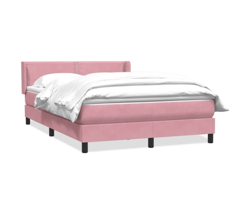 Cama box spring con colchón terciopelo rosa 140x220 cm