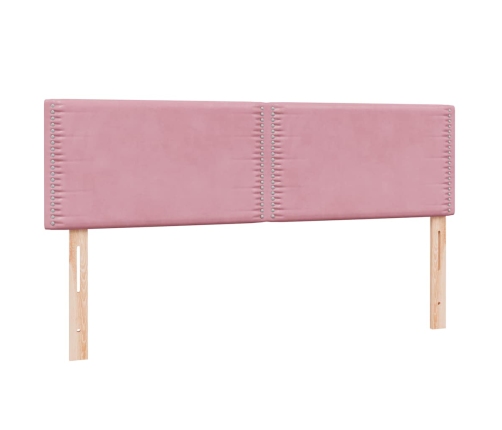 Cama box spring con colchón terciopelo rosa 140x220 cm