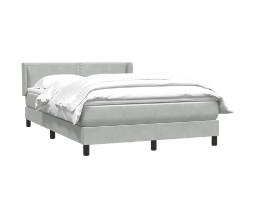 Cama box spring con colchón terciopelo gris claro 160x220 cm