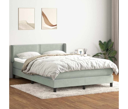 Cama box spring con colchón terciopelo gris claro 160x220 cm