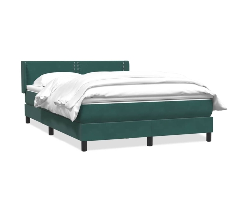 Cama box spring con colchón terciopelo verde oscuro 160x220 cm