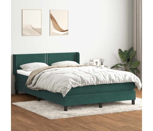 Cama box spring con colchón terciopelo verde oscuro 160x220 cm