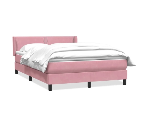 Cama box spring con colchón terciopelo rosa 160x220 cm