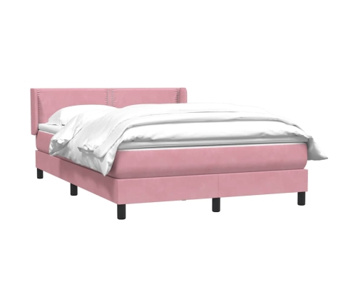 Cama box spring con colchón terciopelo rosa 160x220 cm