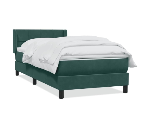 Cama box spring con colchón terciopelo verde oscuro 80x210 cm