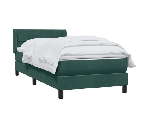 Cama box spring con colchón terciopelo verde oscuro 80x210 cm