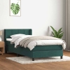 Cama box spring con colchón terciopelo verde oscuro 80x210 cm