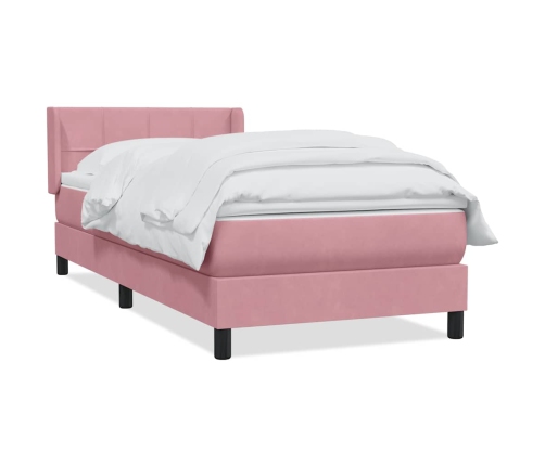 Cama box spring con colchón terciopelo rosa 80x210 cm