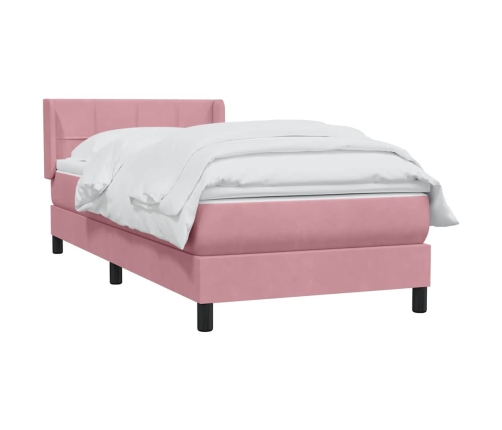 Cama box spring con colchón terciopelo rosa 80x210 cm