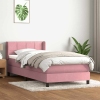 Cama box spring con colchón terciopelo rosa 80x210 cm