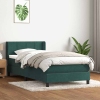 Cama box spring con colchón terciopelo verde oscuro 90x210 cm