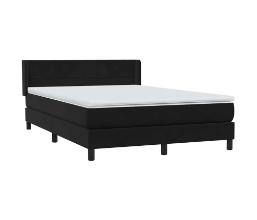 Cama box spring con colchón terciopelo negro 140x210 cm