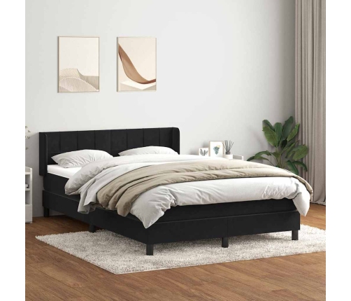 Cama box spring con colchón terciopelo negro 140x210 cm