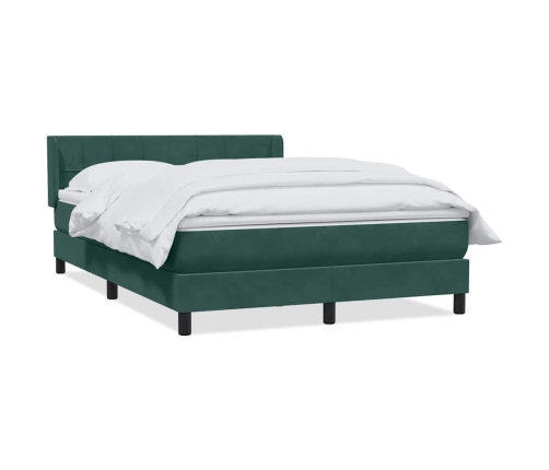 Cama box spring con colchón terciopelo verde oscuro 140x210 cm