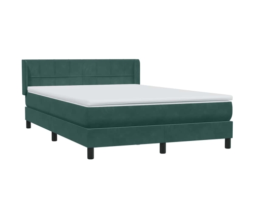 Cama box spring con colchón terciopelo verde oscuro 140x210 cm