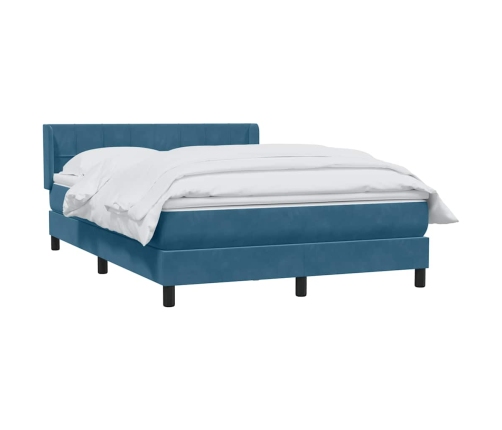 Cama box spring con colchón terciopelo azul oscuro 140x210 cm