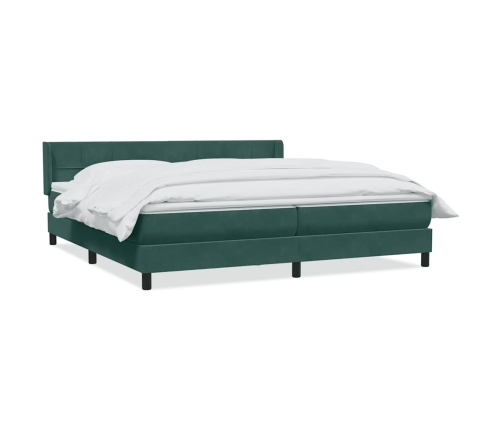 Cama box spring con colchón terciopelo verde oscuro 180x210 cm