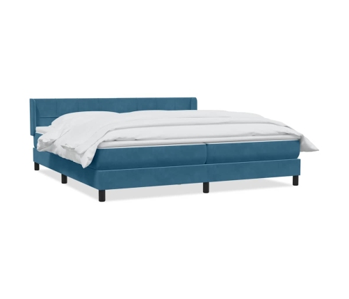 Cama box spring con colchón terciopelo azul oscuro 180x210 cm