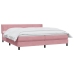 Cama box spring con colchón terciopelo rosa 200x210 cm