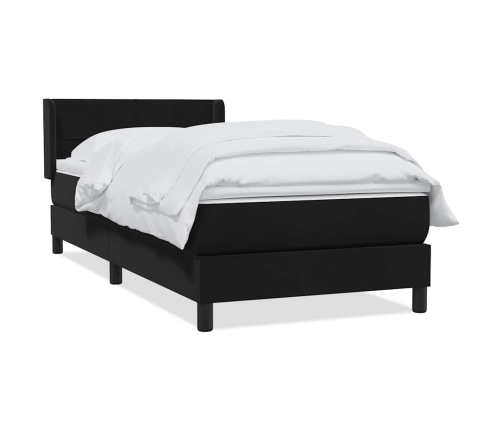 Cama box spring con colchón cuero sintético negro 80x220 cm