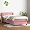 Cama box spring con colchón terciopelo rosa 90x220 cm