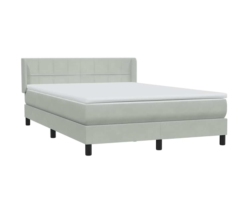 Cama box spring con colchón terciopelo gris claro 160x220 cm