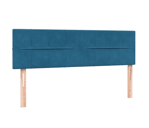 Cama box spring con colchón terciopelo azul oscuro 160x220 cm