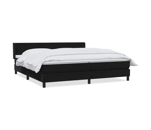 Cama box spring con colchón terciopelo negro 200x220 cm