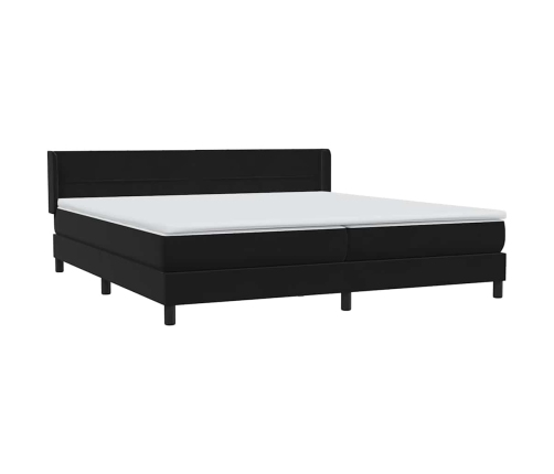 Cama box spring con colchón terciopelo negro 200x220 cm