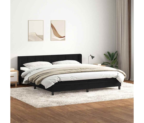 Cama box spring con colchón terciopelo negro 200x220 cm