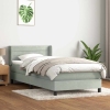 Cama box spring con colchón terciopelo gris claro 80x210 cm