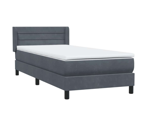 Cama box spring con colchón terciopelo gris oscuro 80x210 cm