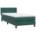 Cama box spring con colchón terciopelo verde oscuro 80x210 cm