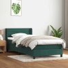 Cama box spring con colchón terciopelo verde oscuro 80x210 cm