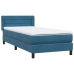 Cama box spring con colchón terciopelo azul oscuro 80x210 cm