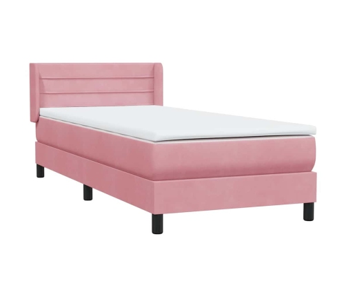 Cama box spring con colchón terciopelo rosa 80x210 cm