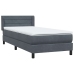 Cama box spring con colchón terciopelo gris oscuro 90x210 cm