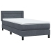 Cama box spring con colchón terciopelo gris oscuro 100x210 cm