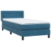 Cama box spring con colchón terciopelo azul oscuro 100x210 cm