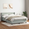 Cama box spring con colchón terciopelo gris claro 140x210 cm