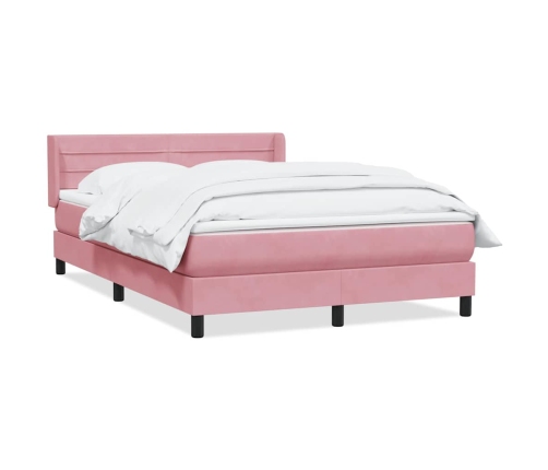 Cama box spring con colchón terciopelo rosa 140x210 cm