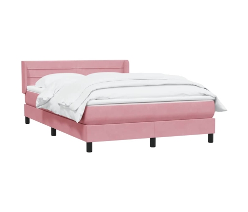 Cama box spring con colchón terciopelo rosa 140x210 cm