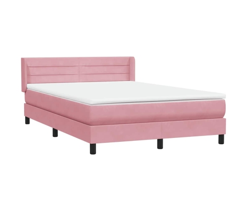 Cama box spring con colchón terciopelo rosa 140x210 cm