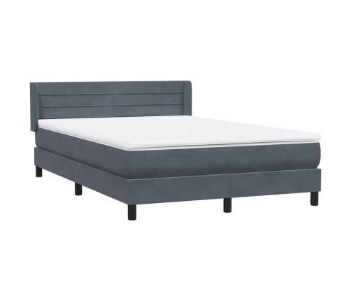 Cama box spring con colchón terciopelo gris oscuro 160x210 cm